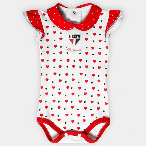 Body São Paulo Cotton Coração Bebê Infantil Rêve Dor Torcedor