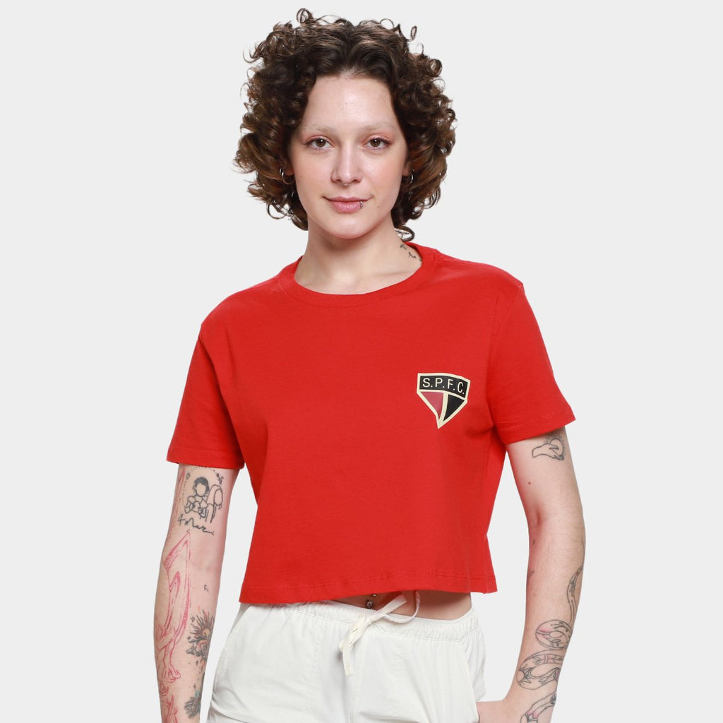 Camiseta São Paulo Cropped Oversized Raízes Feminina Surf Center