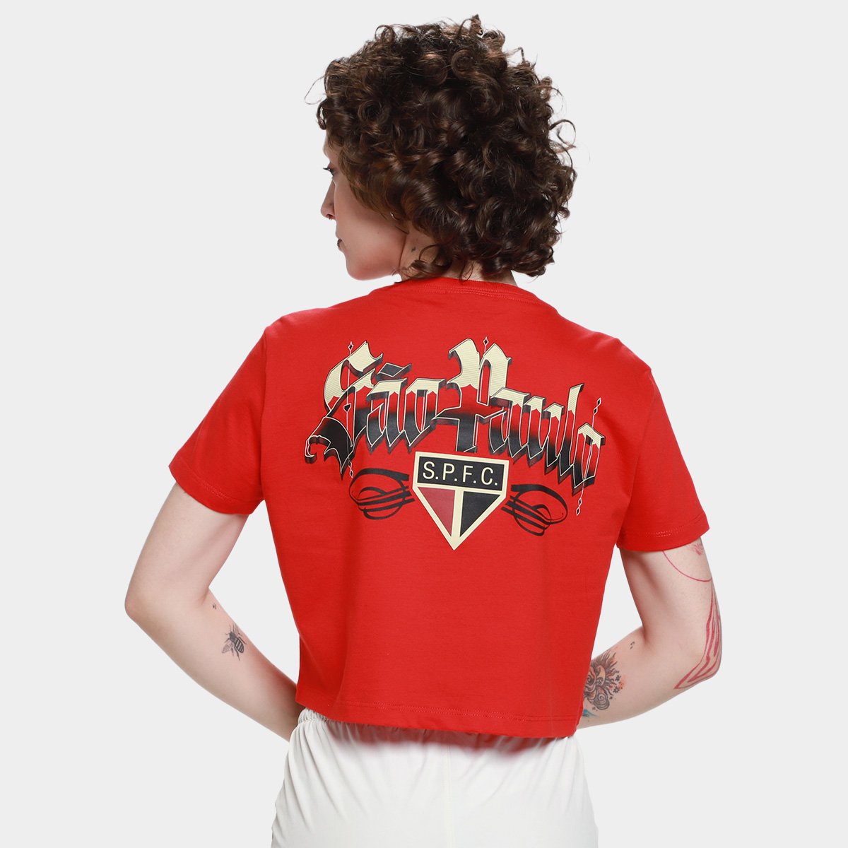 Camiseta São Paulo Cropped Oversized Raízes Feminina Surf Center
