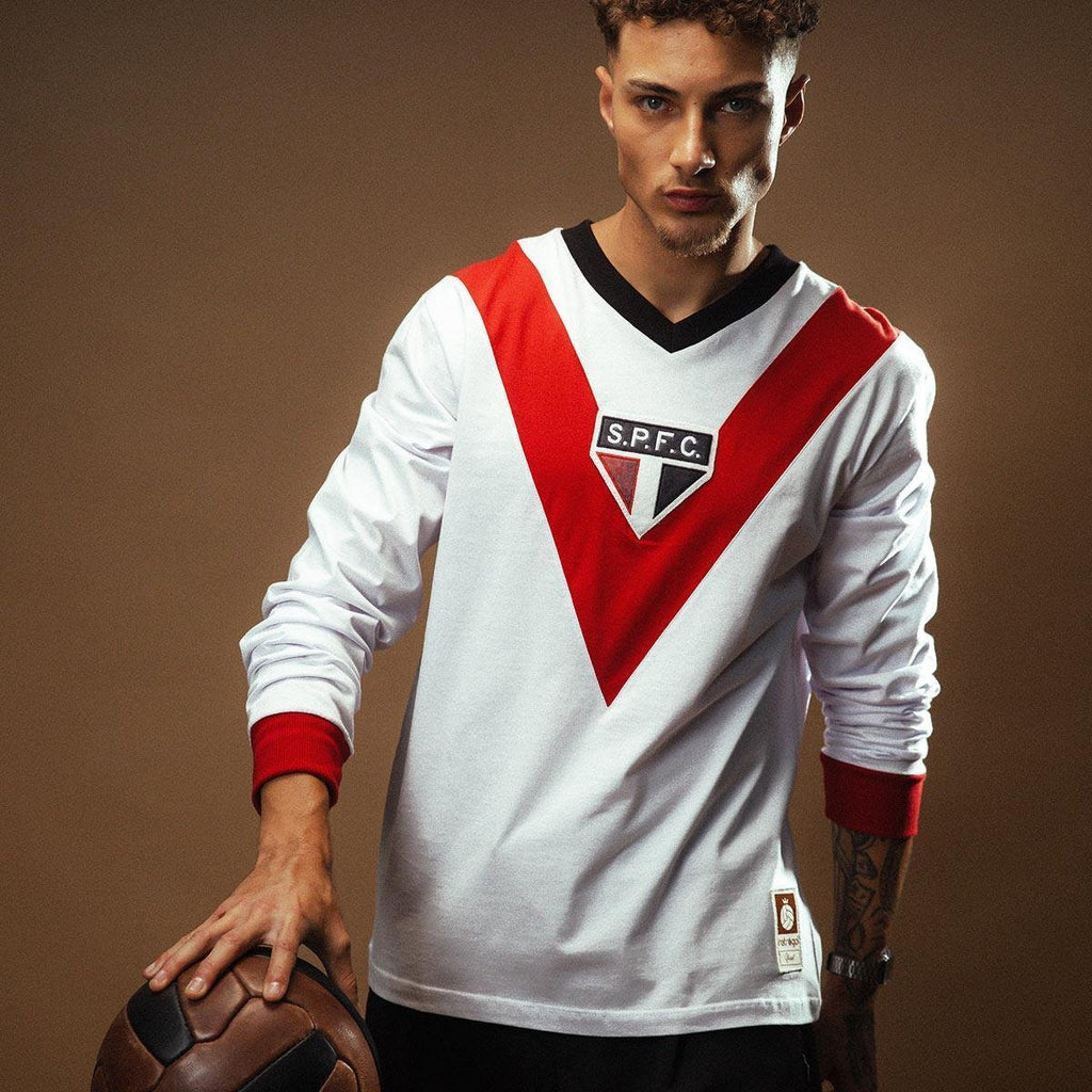 SPR São Paulo 1930 Manga Longa Camisa Retrô Masculina